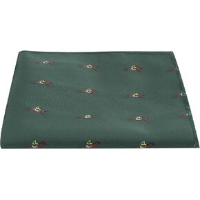 Dark Green Embroidered Horse and Jockey Pocket Square, Handkerchief