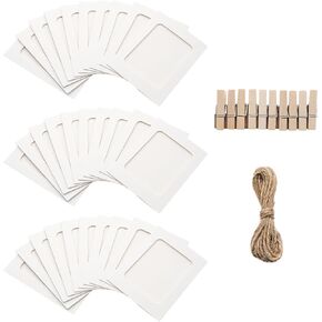 Pine & Linen 30 PCS Paper Prames مع مقاطع ، 4 × 6 بوصة بني كرتون إطارات صور DIY حاملي الصور ، معلقة مجموعة عرض للمنزل/الحفلة/المكتب