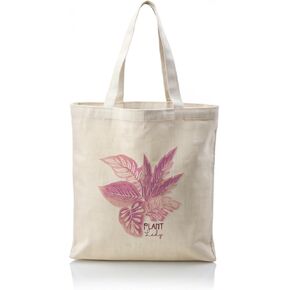 Canvas Tote Bag, Canvas Handbag Aesthetic For Women, Cute Pink Plants Tote Bag, Reusable, Birthday Friendship Gifts For Women, Leisure Vacation, Work
