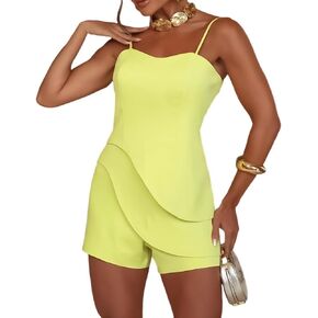 chicme نساء rompers for summer spaghetti spaghetti strap ruched plexsuit plextuit casual podycon overal