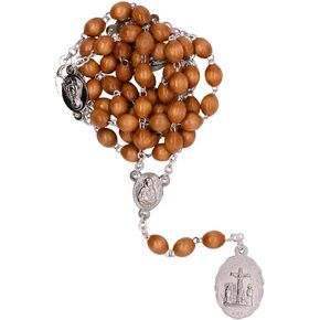 Seven Sorrows Rosary | Beautiful Wooden Beads with Silver-Tone Medals | Catholic Devotional Prayer | Great Religious Gift for Confirmation | Made in Italy