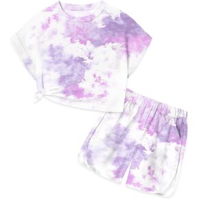 Artmine Girl's Summer Thirt Shirt Short Shirts and Shorts Set