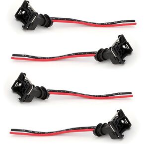 Fuel Injector Pigtail Connector Plug Wire, Waterproof Housing Plug Standard Specification Injector Receptacle with Extended Pigtail Harness, Universal Fit for Most Cars (Black)