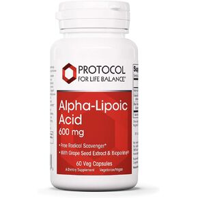 Protocol Alpha Lipoic Acid 600mg - Grape Seed Extract and Bioperine - 60 Veg Caps
