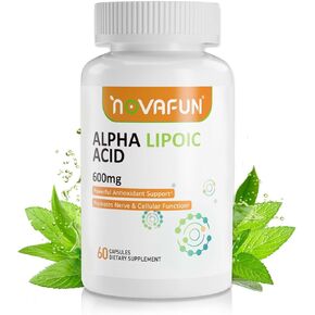 Alpha-Lipoic-Acid 600mg Capsules, ALA-Supplement for Nerve Health, Antioxidant Support & Cellular Energy, 60 Count, Non-GMO, Gluten Free