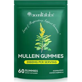 Mullein Gummies 2000mg,Mullein Leaf Extract for Lungs,Dietary Supplement for Respiratory Lung Health & Immune Support,BetterLungs Mullein Extract Chlorophyll Clear Lungs