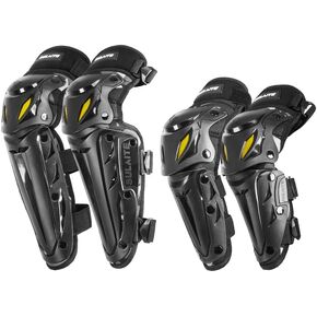 Anti-Slip Adjustable Motorcycle Knee & Guards Elbow 4 in 1, Breathable Black Protective Gear for Motocross, Skiing, Skating - Unisex Design