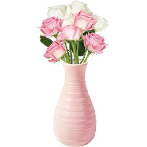 Unbreakable Vase for Flowers, Ceramic Look Plastic Vase for Home Decor, Living Room, Table (Seashell White)