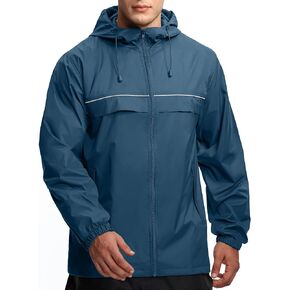 GEEK LIGHTING Mens Waterproof Hooded Rain Jacket Lightweight Raincoat for Outdoor Hiking Running Travel