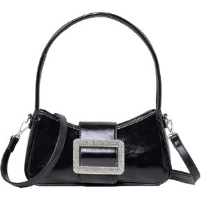 Women's Rhinestone Buckle Crossbody Handbags Glitter Clutch Purses Evening Shoulder Handbag with Strap
