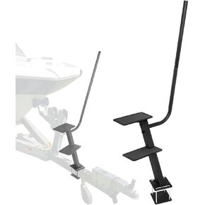 Boat Trailer Step, Heavy Duty Steel Step for Boat Trailer Tongue with Handrail, 450lbs Capacity, 2-Step, Black