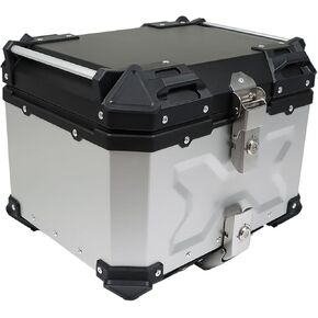 GXYWADY 45L-X أسود دراجة نارية TAIL TOP CASE ، علبة ذيل دراجة نارية من الألومنيوم مع مساحة واسعة ومظهر رائع جولة جولة TAIL TAIL