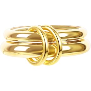 Verfimaci Dainty Stackable Rings for Women,Chunky Stackable Rings Set Non Tarnish,18K Gold Plated Multi-Link Ring Size 5-11Women Jewelry