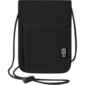 LJCZKA Travel Neck Wallet RFID حظر جواز سفر للنساء للنساء الأمن أمن حقيبة رقبة خفيفة الوزن قضية منظم قابلة للتعديل (رمادي)