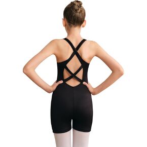 Girls Gymnastics Leotard Sleeveless Biketard for Dance, Sports Unitard, Crisscross Strappy Back