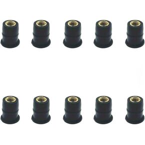 10 Pieces Rubber Well Nut M5 Well Nuts Motorcycle Fairing Fasteners Motorcycle Windshield Screws Motorcycle Windscreen Nuts Motorcycle Windscreen Brass Nut(Black, M5 Convex Type)