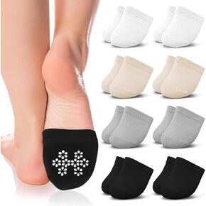 8/12 Pairs Womens No Show Half Socks Seamless Non-Slip Invisible Grip Liners Toe Topper Covers for Mules Clogs