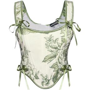 Scarlet Darkness Corset Tops for Women Renaissance Lace Up Floral Bustier Tops Size 6-16