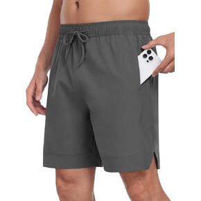 MoFiz Mens Swim Trunks 7inch Swim Shorts with Compression Liner Swimming Suits Board Shorts Surf Short Bathing Suit