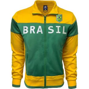 Just 4 Kicks Men's Brasil Track Jacket, Brazil Full Zip Sweater Jacket With Zipper Pockets
