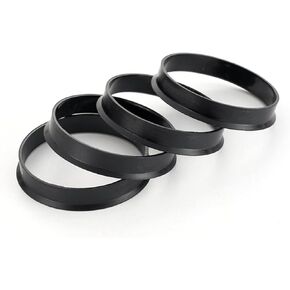 4 PCS Car Tire Hub Center Reducing Ring, 7.87" OD 2.36" ID Waterproof Plastic Gap Filling Vibration Reduction Sealing Ring, Replacement Part, Suitable for Most Small Passenger Cars (Black)