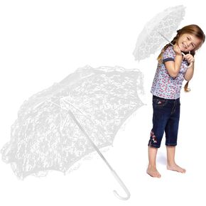 Watris Veiyi Craft Flowers Lace Embroidery Umbrella for Children Stage Performance Mini Decorative Umbrella Decoration for Kids, 16x19in