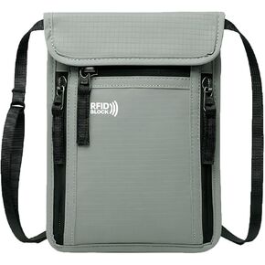 Crossbody Card Pouch for Passport Mobile Phone with RFID, Travel Wallet (Black) (Blcak)