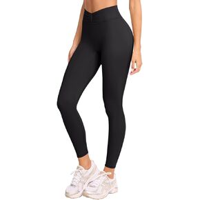 LASLULU V-High Waisted Workout Leggings for Women 28" Gathered Buttery Soft Compression Leggings Yoga Workout Pants