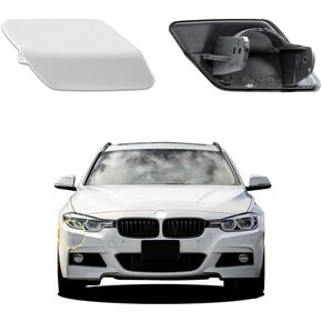 Car Front Bumper Headlight Washer Nozzle Cover Cap Compatible with BMW 3 F30 320 323 330 335 M-Sport 2013 2014 2015 2016 2017 2018 Headlight Cleaning Cover 51118056613 51118054179 Water Spray Cover