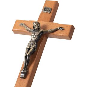 ARCHOBAN 10" Crucifix Wall Cross – Catholic Wooden Jesus Christ Cross for Wall or Prayer Room, Solid Wood Home Decor