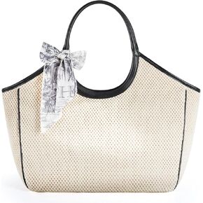Missnine Beach Bags for Women Large Straw Tote Raffia Woven Shoulder Bag Sand-Proof for Beach Summer Vacation Travel