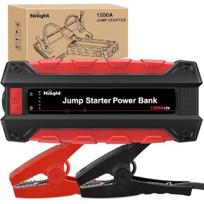 Nilight 1000A Car Battery Jump Starter for Up to 6.0L Gas & 4.0L Diesel Engines 12V Portable Jump Start Booster Pack Jump Box with Jumper Cables DC Output and LED Light