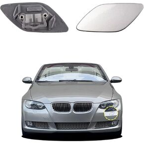 Car Front Bumper Headlight Washer Cover Compatible with BMW 328i 335i Coupe Convertible 2007-2010 Headlight Washer Nozzles Cover 61677171659 61677171660 Water Spray Cover Light Red Right