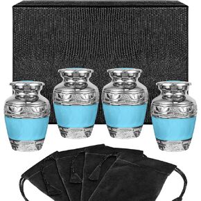 Trupoint Memorials Small Urns for Human Ashes Keepsake, Decorative Mini Cremation Urn for Adult Men & Women, Set of 4, Purple with Silver Lining