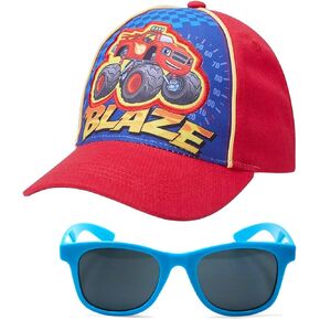 Nickelodeon Boys' Blaze and The Monster Machines Hat -Adjustable Cotton Baseball Cap (Toddler) With Sunglasses