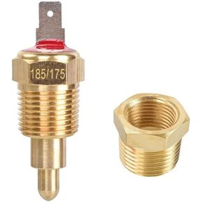 Electric Cooling Fan Thermostat Switch, 185 to 175 Degree Car Engine Radiator Sensor Switch with 3/8" Pipe Thread, AC Fan Thermostat Temperature Switch for 10" 12" 14" 16" Fan
