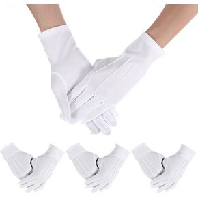 3 Pairs White Gloves for Men Comfortable Nylon Gloves for Usher Pallbearer Parade Stretchy White Glove for Santa Gigs Costumes Funera Wedding Soft Nylon Glove