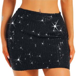Zoestar Sequin Mini Skirt Glitter Disco Rave Outfits Skirts for Women