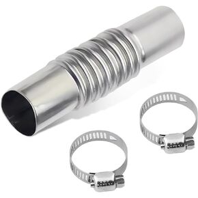 1 PC CAR CAR CAR COR CONBOW CONNECTOR ، 5.11 "× 1.06" أنابيب العادم المموجة الفولاذ المقاوم للصدأ ، وتركيب أنابيب العادم القابلة للتعديل المرنة ، عالمي لمعظم السيارات (الفضة)