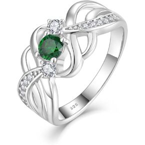 925 Sterling Silver Ring for Women Statement Wide Band Rings Emerald/Sapphire/Pink Tourmaline Cubic Zirconia Rings Size 5-10