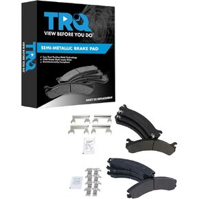 TRQ Brake Pads Semi-Metallic Front & Rear Compatible with 2009-2020 Chevrolet Express 3500 GMC Savana 3500