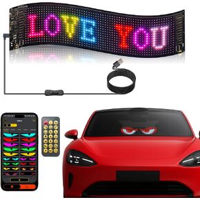 2PCS Devil Eyes Light for Cars,14.72inx3.62in Programmable Flexible LED Display with Remote/App Control,Soft Screen for Car LED Lights Interior, LED Eyes for Truck Windshield