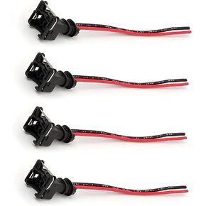 4 PCS Automotive Injector Connector, Waterproof Fuel Injector Socket with Extended Pigtail Harness Fitting, Universal for Most Cars (Black)