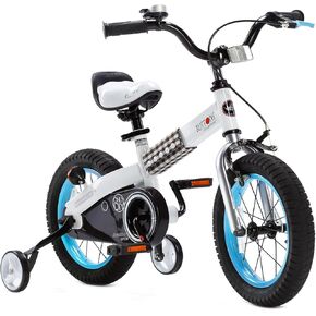RoyalBaby Button Boys Girls Kids Bike Bicycles with Training Wheels Kickstand Child Bicycle 16 Inch White-Blue in Saudi Arabia