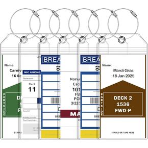 4 Pack 7.72''*3.62'' Cruise Ship Essentials, Wide Waterproof Luggage Tags for Suitcases, Reusable Luggage Tag for Carnival, Princess, MSC, NCL, Cruise Accessories with Steel Ring
