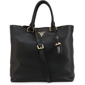 Prada Women's Black Vitello Phenix Leather Shopping Tote 1BG865