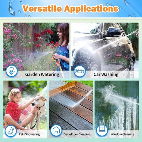 حزمة خرطوم الحديقة ذات الحجم التلقائي بحجم كامل ، وحزمة ، ومسدس عالي الضغط ، فوهة مياه ، مع أمامية ملولبة ، وتدفق مياه رذاذ قابلة للتعديل لغسل السيارة ، وأرض التنظيف ، ونباتات الري in Kuwait