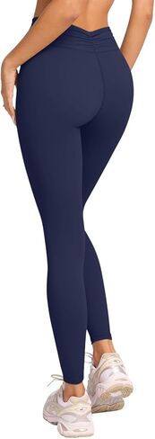 LASLULU V-High Waisted Workout Leggings for Women 28" Gathered Buttery Soft Compression Leggings Yoga Workout Pants in Saudi Arabia