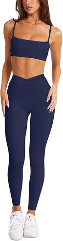 LASLULU V-High Waisted Workout Leggings for Women 28" Gathered Buttery Soft Compression Leggings Yoga Workout Pants in Saudi Arabia