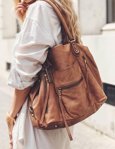 Women's Tote Bag Free Tote Bag People with Zipper Large Women Vegan Leather Handbags with Adjustable Strap in Kuwait